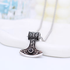 Foto Projektion Halskette mit Bild im Stein für Männer - Wikinger Runenaxt Anhänger