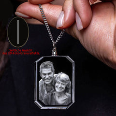 Personalisierte 2D/3D Foto Kette - Rechteckiger Kristall Anhänger,Erinnerungs Schmuck Geschenke für Männer und Frauen