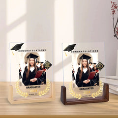 Personalisierter Beleuchteter LED Bilderrahmen mit Fotos & Gravur - Abschlussabzeichen, Schulabschluss Erinnerungsgeschenk