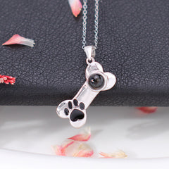 Silber Personalisierte Halskette mit Bild im Stein - Kette mit Hundepfote-tier erinnerung schmuck