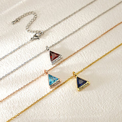 Personalisierte Dreieckiger Geburtsstein kette Ohrring mit Gravur - perfekte Geschenk für Sie Mama