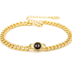 Personalisierte Foto Armband mit Projektion – Dickes Design mit Rundem Stein