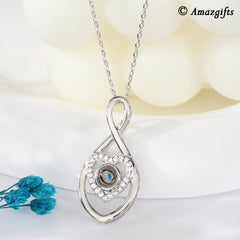 925 Silber personalisierte Kette mit Bild - Unendliches Herz Kette mit Foto im Stein, Geschenke für Damen