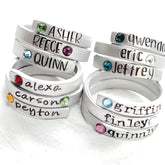 Personalisiertes Namensring mit Gravur & Geburtsstein - Mehrfach Ring Familienring für mehrere Personen