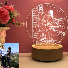 3D Fotolampe mit Gravur – LED Nachtlicht, dimmbar, Holzsockel,Perfektes Geschenk Hochzeit, Muttertag,Geburtstag und Jubiläum