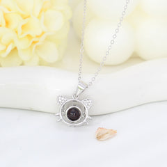 Personalisierte 925er Silber Anhänger Kette mit Foto - Bärtige Katze