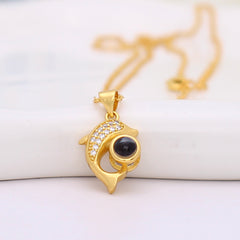 Personalisierte Kette mit Bild im Stein - Delphin Fisch Anhänger mit Foto, Erinnerung Geschenk Schmuck