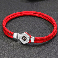 Personalisierte Projektions Armbänder mit Bild im Stein für Paare-Sechszackiger Sternanhänger