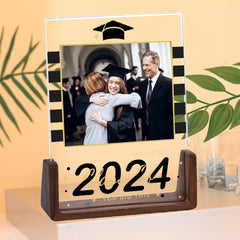 Personalisierter Beleuchteter Bilderrahmen mit Fotos & Gravur - LED Nachtlicht, Glückwunsch zum Schulabschluss, Erinnerungsgeschenk