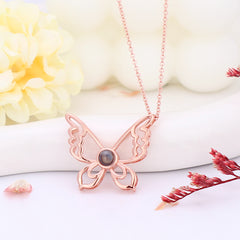 Personalisierte projektion kette mit foto im Stein - Schmetterling Anhänger,perfektes Erinnerungs Geschenke