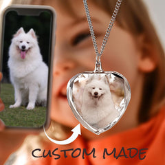 Personalisierte 2D/3D Kristall Foto Halsketten - Einfacher Herz Anhänger,Erinnerungs Schmuck Geschenke für Männer und Frauen