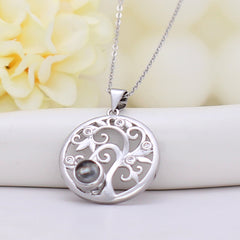 Personalisierte Foto Projektion Kette - Lebensbaum Amulett mit Foto Drin