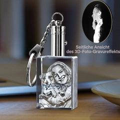 Personalisierte Kristall Schlüsselanhänger - Rechteck Anhänger mit Gravur 2D/3D-Skizzen Foto,Erinnerungs Dekorativer Geschenk