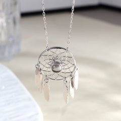 925 Silber Damen Traumfänger Projektionskette mit Federn – Kette mit Bild im Stein, Personalisierte Fotogeschenke für Sie