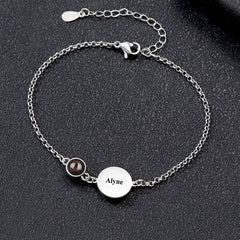 Personalisiertes Rundem Gravur Armband mit Bild im Stein – Runder Gravurplatte,Erinnerungsgeschenk für Sie