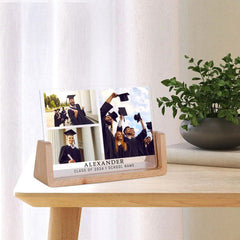 Personalisierter Holz & Acryl Fotorahmen Abschlussurkunde zur Abschlusserinnerung Erinnerung, Gravur Abschlussgeschenk mit Foto & Name