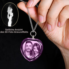 Personalisierte 2D/3D Foto Kette – Hochwertige Rosenquarz Herz Anhänger,Erinnerungs Schmuck Geschenke für Frauen