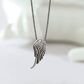 925 Silber Personalisierte Foto Medaillon Kette – 3D Engelsflügeln Anhänger, Wächter Geschenke für Männer