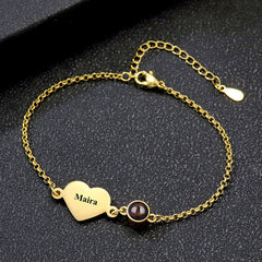 Personalisiertes Herz Armband mit Bild & Gravur – Herz Gravurplatte, Perfekte Fotogeschenk für Sie