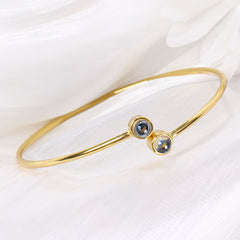 Personalisierbares offener Projektionsarmband mit 2 Fotos & Gravur, minimalistisches Design, ideales Geschenk