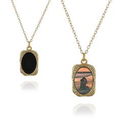 Personalisierte Oval Zauberspiegel Hitzeaktivierbare Magische Foto Halskette mit verstecktem Bild - sichtbar durch Wärme