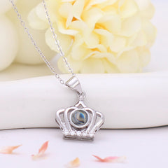 Personalisierte Foto Projektion Halskette mit Bild im Stein - Krone Anhänger Schmuck als edles Geschenk für Sie