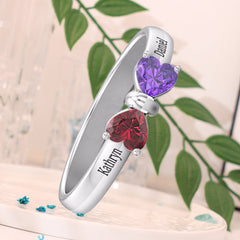 Personalisierter 925 Silber Geburtsstein Herz Schmetterling Ring – Namensgravur & Innengravur, perfekte Geschenk für sie, um Liebe auszudrücken