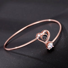 Personalisierbares offener Herz Projektionsarmband mit Fotos & Gravur, Erinnerungsgeschenk für Sie