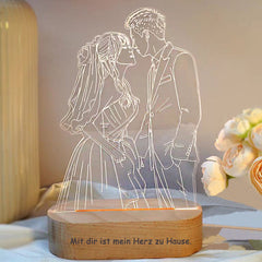 3D Fotolampe mit Gravur – LED Nachtlicht, dimmbar, Holzsockel, perfektes Geschenk für jeden Anlass