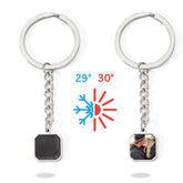 Thermoaktive Foto Schlüsselanhänger mit verstecktem Bild – Schwarzer Quadrat Anhänger, erscheint durch Körperwärme