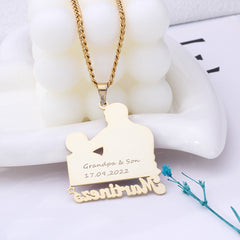 Personalisierte Foto-Halskette mit Namen – Farbdruck & Konturschnitt, Rückseite gravierbar, Geschenk für Männer & Frauen