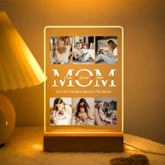 Personalisierter Beleuchteter Bilderrahmen Mit 6 Fotos, Kindernamen & Wunschtext - MOM Vorlage, Erinnerungs Geschenk für Mama oder Mutter