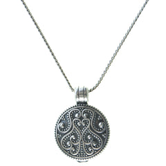 Personalisierte 925 Silber Vintage Muster Rund Foto Medaillon Kette - Gedenkschmuck Geschenk für Frauen und Männer