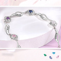 Personalisiertes Rosen Armband mit Namen & Geburtssteinen – Wählbar mit 1–6 Rosen, bedeutungsvolles Geschenk für sie