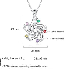 Personalisierte Namenskette mit Geburtsstein – Unendlichkeitsblume Füße,Kreative Geschenke für Mama und Oma