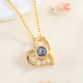 925 Silber Personalisierte Feine Zirkon Herz Kette mit Bild im Stein  – Perfekte Foto & Gravur Erinnerungsgeschenk für Sie