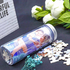 Personalisierbares DIY Holz Puzzle mit Foto – Bild im Rahmen oder Flasche – Persönliches Geschenk für Familie, Freunde & Partner