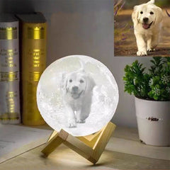 Personalisierte 3D Mondlampe mit Foto und Gravur – Wählbare Größen mit Holzständer – Perfektes Erinnerungs Foto Geschenk