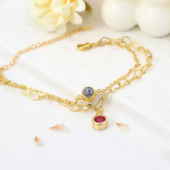 Foto Armband mit Projektion – Herz Doppellagige Armband mit Geburtsstein