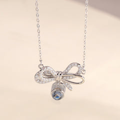 925 Silber 3D Schleifen Projektion Kette mit bild im Stein - Personalisiertes Geschenk für Sie