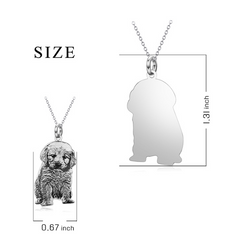 925 Sterling Silber Personalisierte Skizzen-Halskette – Gravur von Haustier, Person oder Symbol, mit Text & Geschenkbox