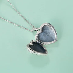 Personalisierte 925 Silber  Foto Medaillon Kette – Vintage Herz Anhänger mit eingravierter Rose, Perfekter Geschenk für Frauen