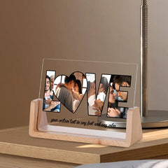 Personalisierter Bilderrahmen mit 4 Fotos & LED – LOVE Vorlage, Nachtlicht Fotogeschenk für Paare & Ehefrauen ihre Liebe auszudrücken