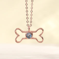 Personalisierte Silber Hunde Knochen Kette mit Foto im Stein - Liebevolles Erinnerungsgeschenk für Tierfreunde mit Foto & Gravur