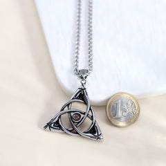 Personalisierte Foto Projektion Kette mit Bild im Stein - Keltischer Knoten Anhänger mit Runen,Wikinger Halskette für Herren