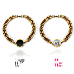 Personalisierte Moderne Dicke Stahlkette Schwarzer Runden Armband mit verstecktem Foto & Gravur - Perfekte Geschenk für Männer