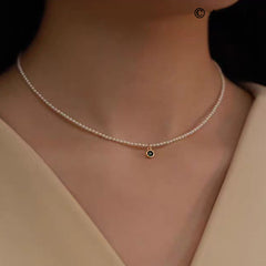 Personalisierte Perlenkette mit Foto-Projektion – Runder Anhänger in 925 Silber, Handgefertigter Elegantes Geschenk für Sie