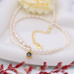 Personalisierte Perlenkette mit Foto-Projektion – Runder Anhänger in 925 Silber, Handgefertigter Elegantes Geschenk für Sie