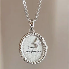 925 Silber Ovale Foto Medaillon Halskette mit Kordel und Zirkonia Stern – Personalisiertes Geschenk für Sie