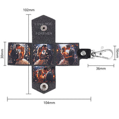 Personalisierter Foto Leder Schlüsselanhänger, Minialbum, Kleine Tasche, 3-4 Bilder & Text, Kreatives Geschenk für ihn